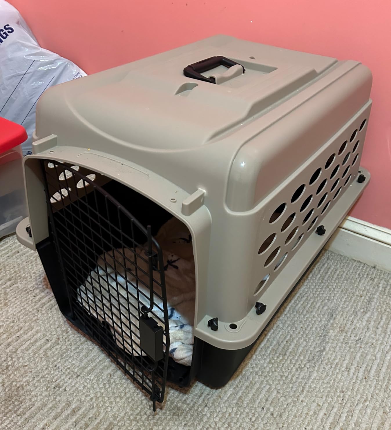 Petmate Vari Dog Kennel, Carrier for Large Dogs, 36in, Taupe and Black | Airline Friendly, Durable Plastic Pet Crate for Home and Travel customer photo 2