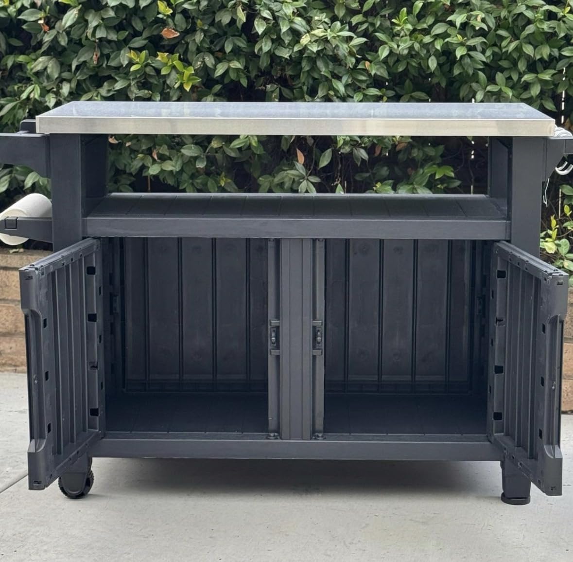 Keter Unity XL Portable Outdoor Table with Stainless Steel Top for Kitchen Prep and Outdoor Storage Cabinet for Grilling Accessories, Dark Grey customer photo 1