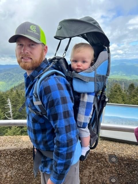 ClevrPlus Canyonero Camping Baby Backpack Hiking Kid Toddler Child Carrier with Stand and Sun Shade Visor, Red customer photo 1