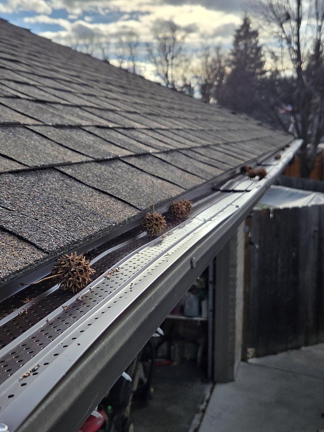 FlowGuard Gutter Guard, USA Made Professional DIY 5 Inch 50-Year Gutter Cover Leaf Protection System - Brown - Aluminum - 102 Feet - by FlexxPoint customer photo 1