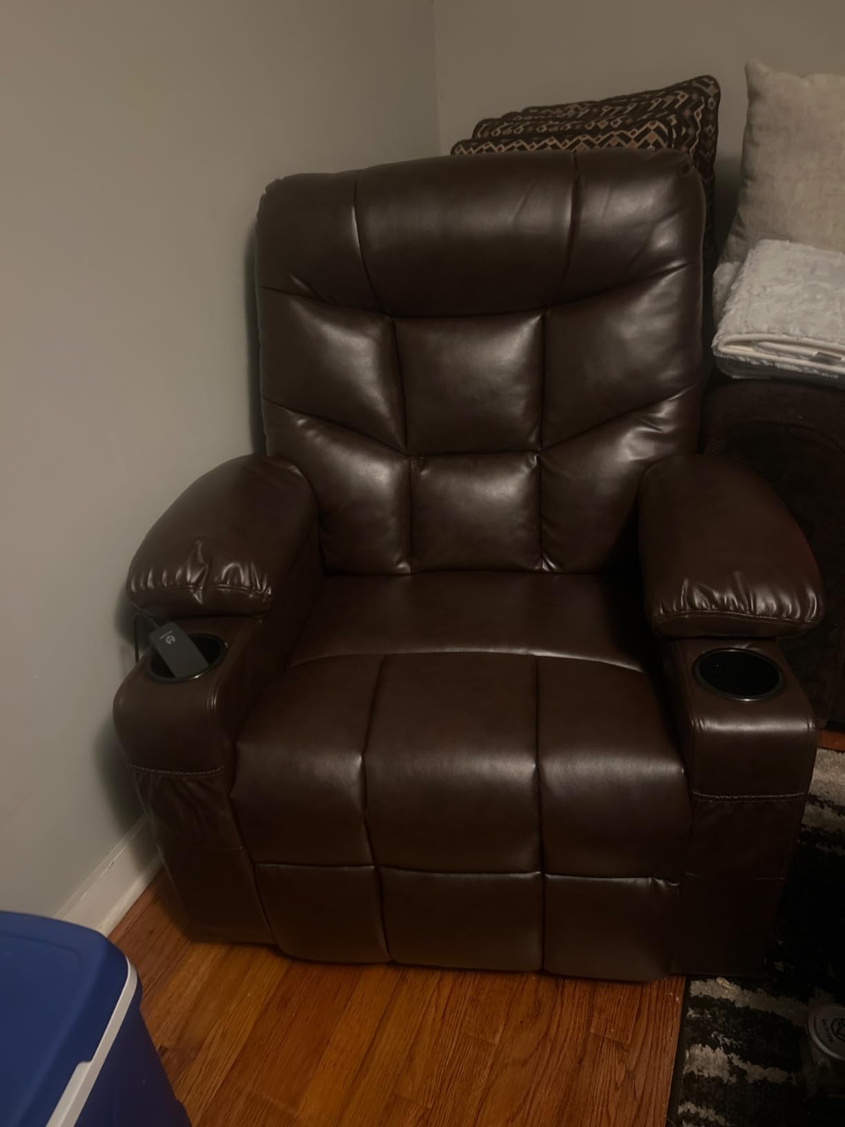 MCombo Power Lift Recliner for Elderly, Leather 7287 (Dark Brown, Medium) | Stand Assist, 140° Recline, 4.7