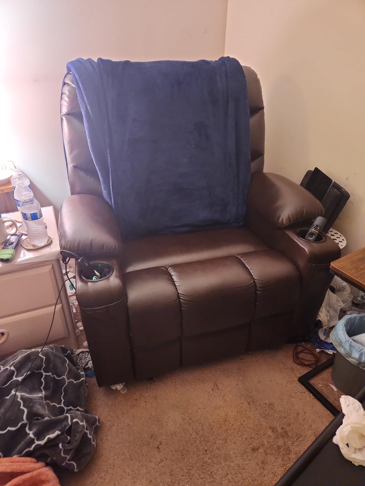 MCombo Power Lift Recliner for Elderly, Leather 7287 (Dark Brown, Medium) | Stand Assist, 140° Recline, 4.7