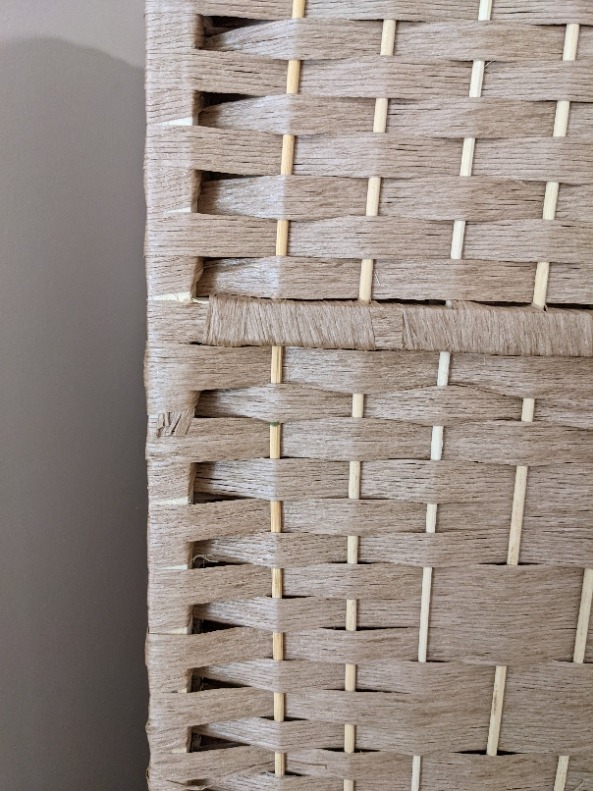 6 Panel Folding Room Divider, Woven Privacy Screen, Light Beige | Solid wood frame, handcrafted diamond pattern, 6FT tall, extends to 94.5 inches wide, no assembly required customer photo 1