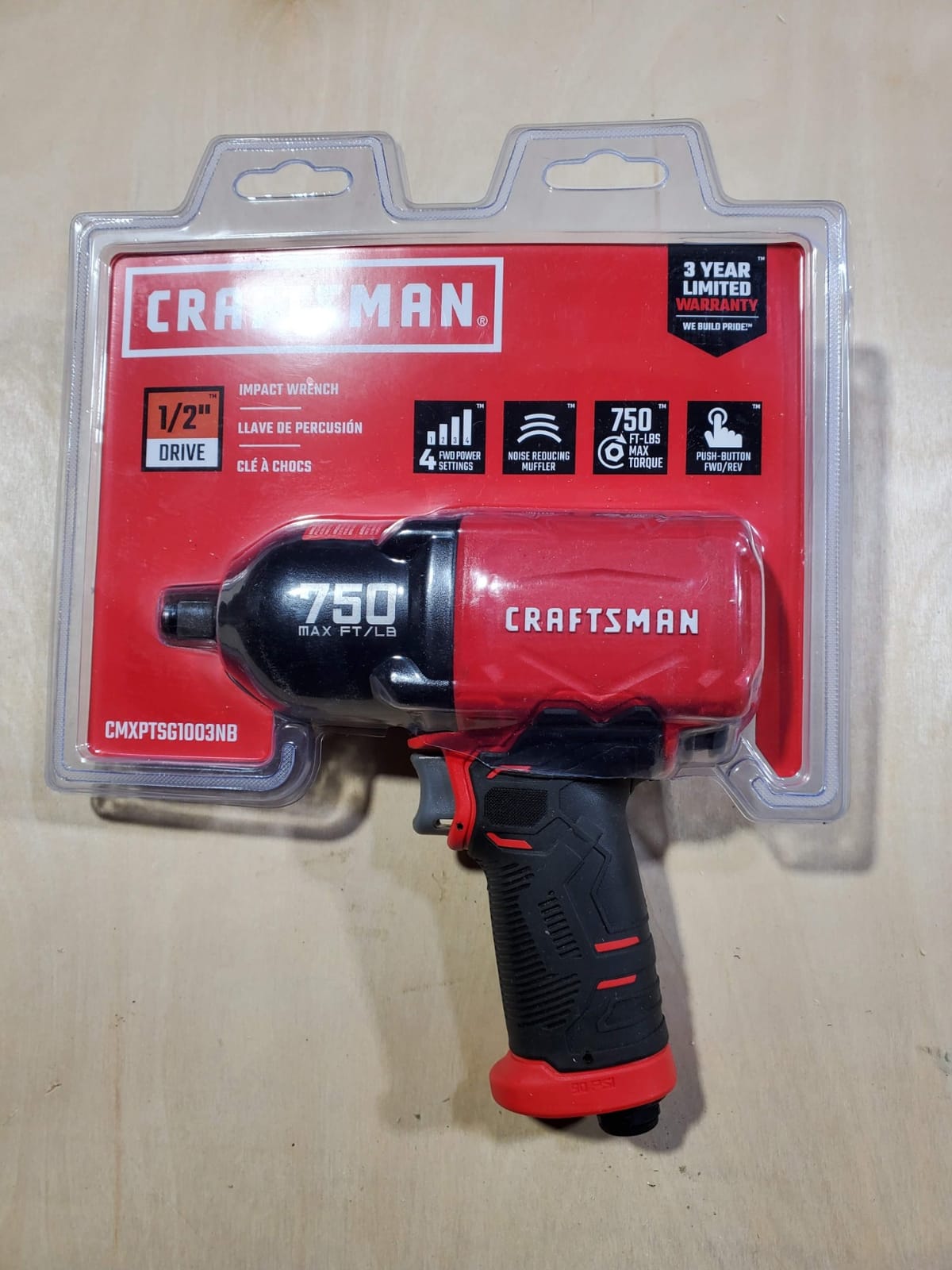 CRAFTSMAN 1/2-in 750 ft-lbs Air Impact Wrench, Composite Body, Variable Power Settings, 1/4-in NPT Air Inlet customer photo 2