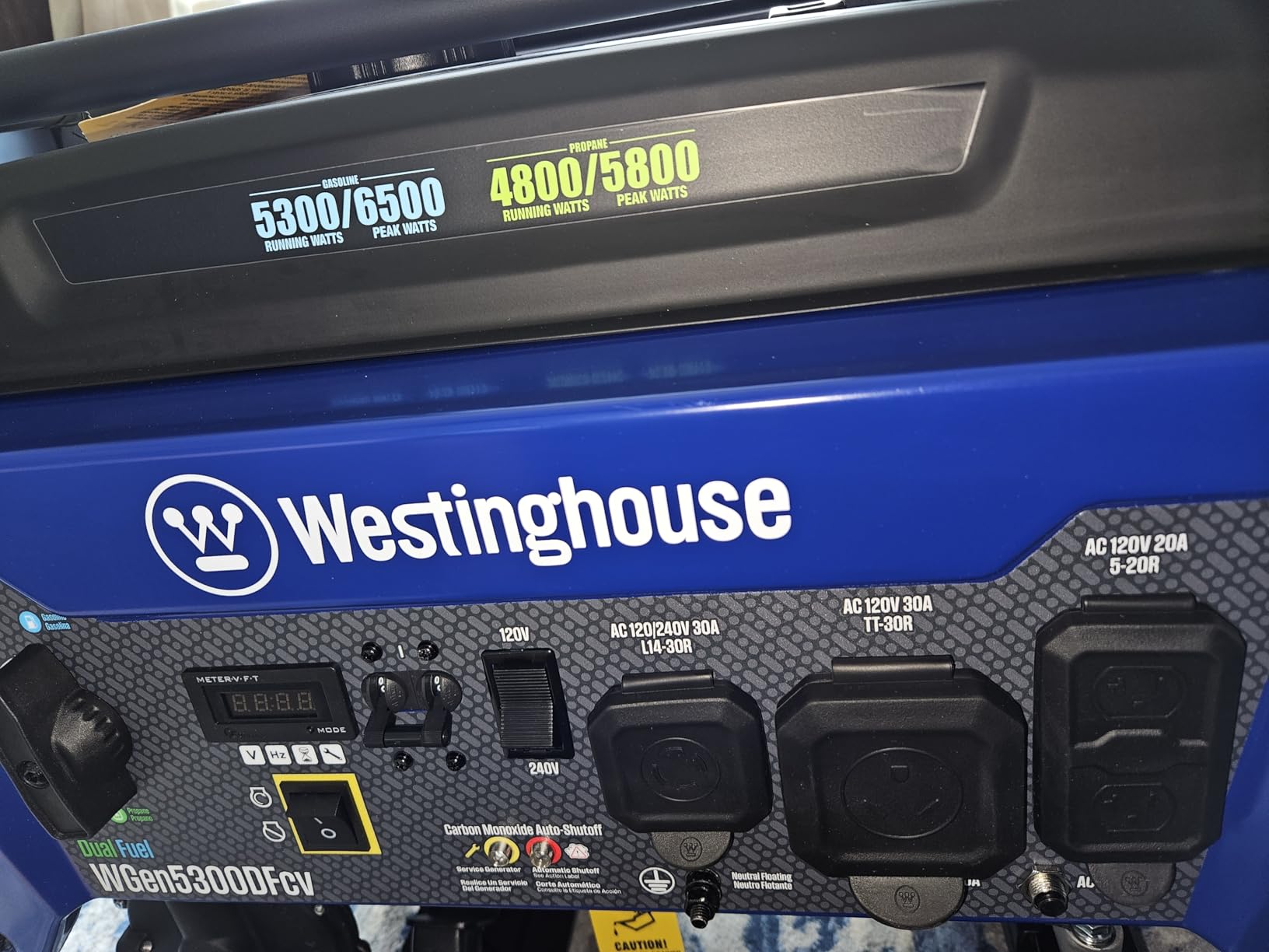 Westinghouse 6500 Watt Dual Fuel Home Backup Portable Generator, Transfer Switch Ready 30A Outlet, RV Ready 30A Outlet, CO Sensor customer photo 1