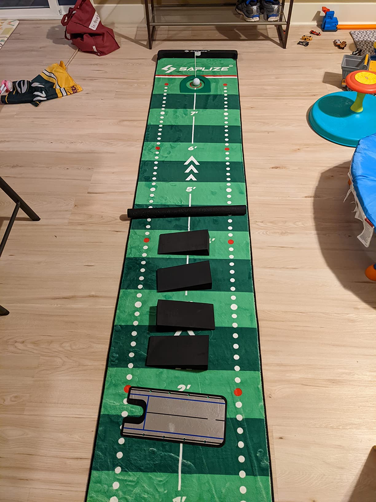 SAPLIZE Golf Putting Mat with Alignment Mirror, Two-Speed Golf Practice Mat, 20 in x 10 ft Indoor Outdoor Putting Green with Anti-Slip Backing customer photo 2