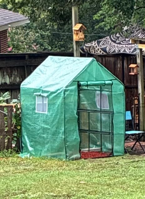 Greenhouse for Outdoors with Screen Windows, Ohuhu Upgraded 4 Tiers 11 Shelves Walk-in Greenhouses with Durable PE Cover, Outside Garden Plastic Green House with Ground Pegs & Ropes for Stability customer photo 1