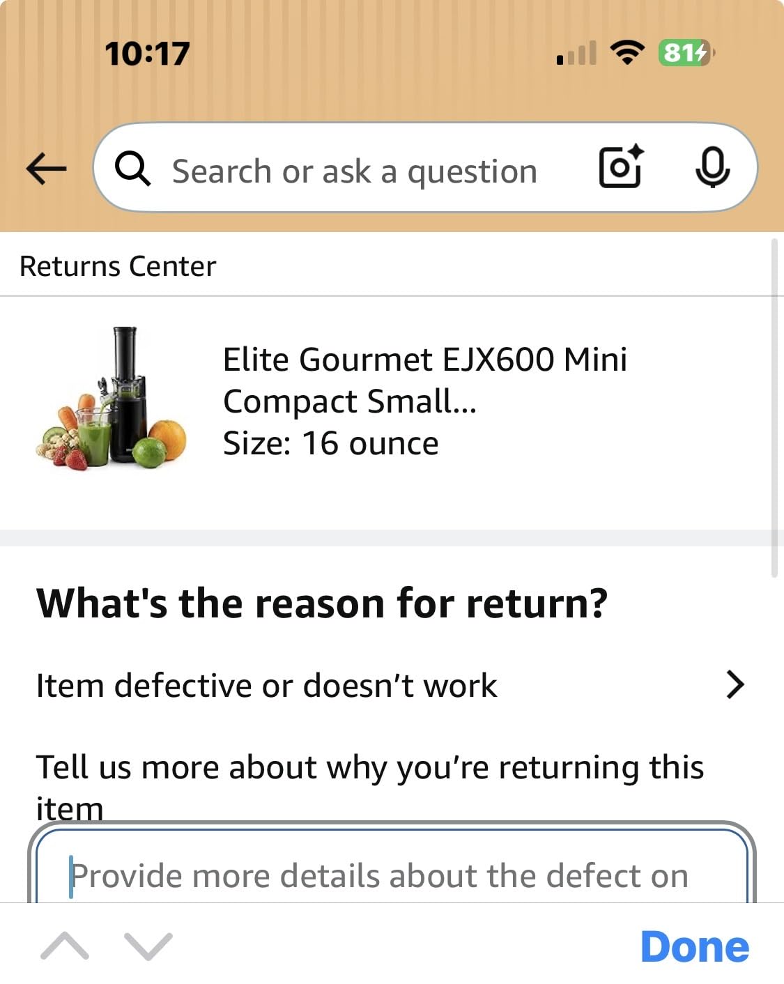 Elite Gourmet EJX600 BPA-Free Cold Press Juicer, 16 oz, Charcoal Grey | Mini space-saving masticating design retains nutrients & vitamins - durable Tritan juice cup, easy to clean customer photo 1