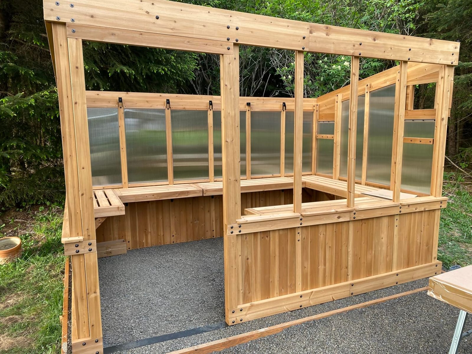 Backyard Discovery Willow 9' x 6' White Cedar Wood and Polycarbonate Walk-in Greenhouse Kit with Exhaust Fan, Windows, Hose Hook-Ups, PowerPort, Staging Shelves for Year-Round Outdoor Gardening customer photo 2