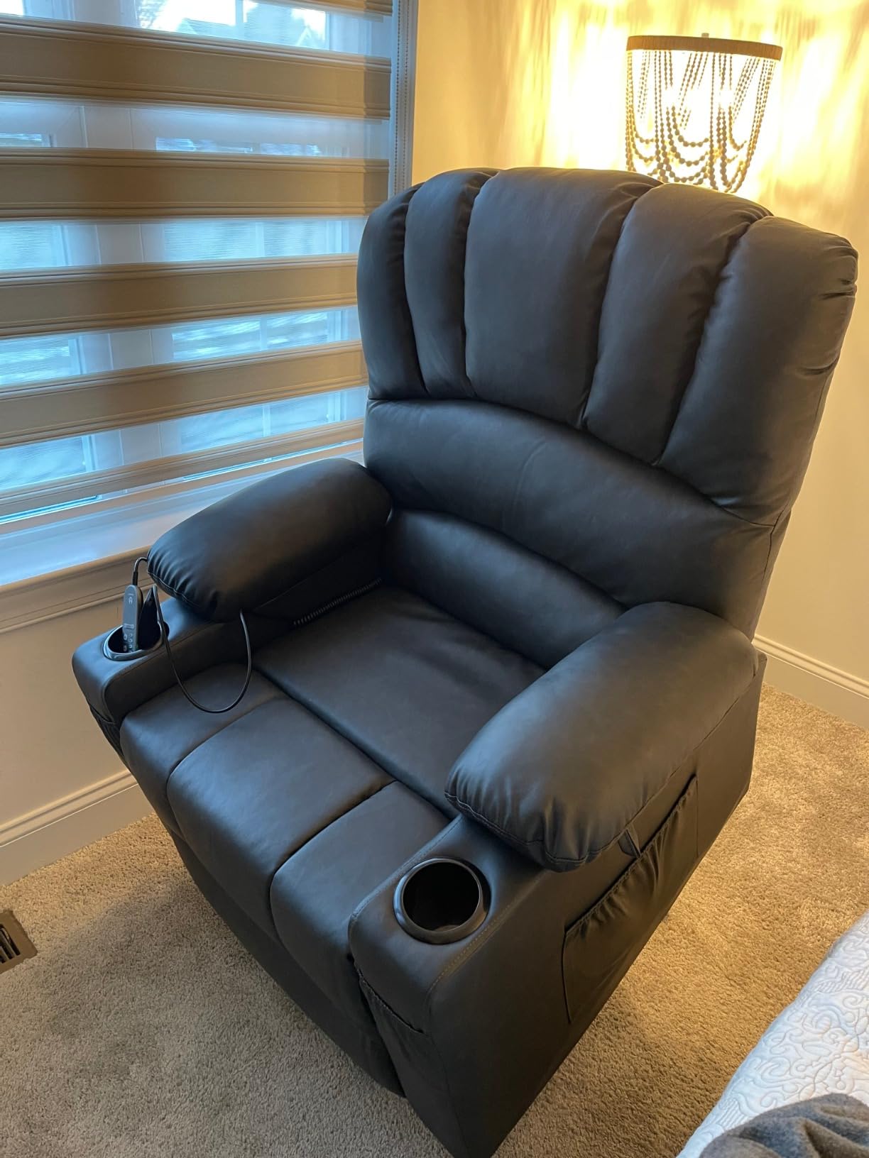 MCombo Oversized Power Lift Recliner Chair for Elderly R7092 (Dark Brown) | Stand Assistance, Wide seat, Heat and Massage, 4.7