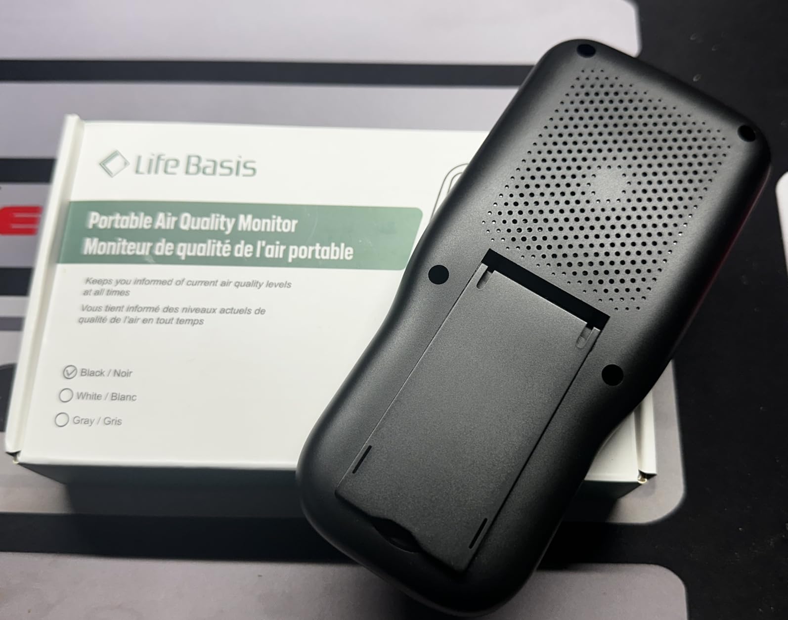 LifeBasis Air Quality Monitor Indoor, 11-in-1 Air Quality Detector | Air Meter Test AQI, PM1.0, PM2.5, PM10, CO2, TVOC, HCHO, Particles, Temperature and Humidity with Alert - Black customer photo 1