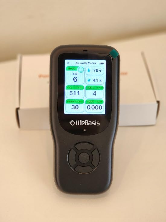 LifeBasis Air Quality Monitor Indoor, 11-in-1 Air Quality Detector | Air Meter Test AQI, PM1.0, PM2.5, PM10, CO2, TVOC, HCHO, Particles, Temperature and Humidity with Alert - Black customer photo 2