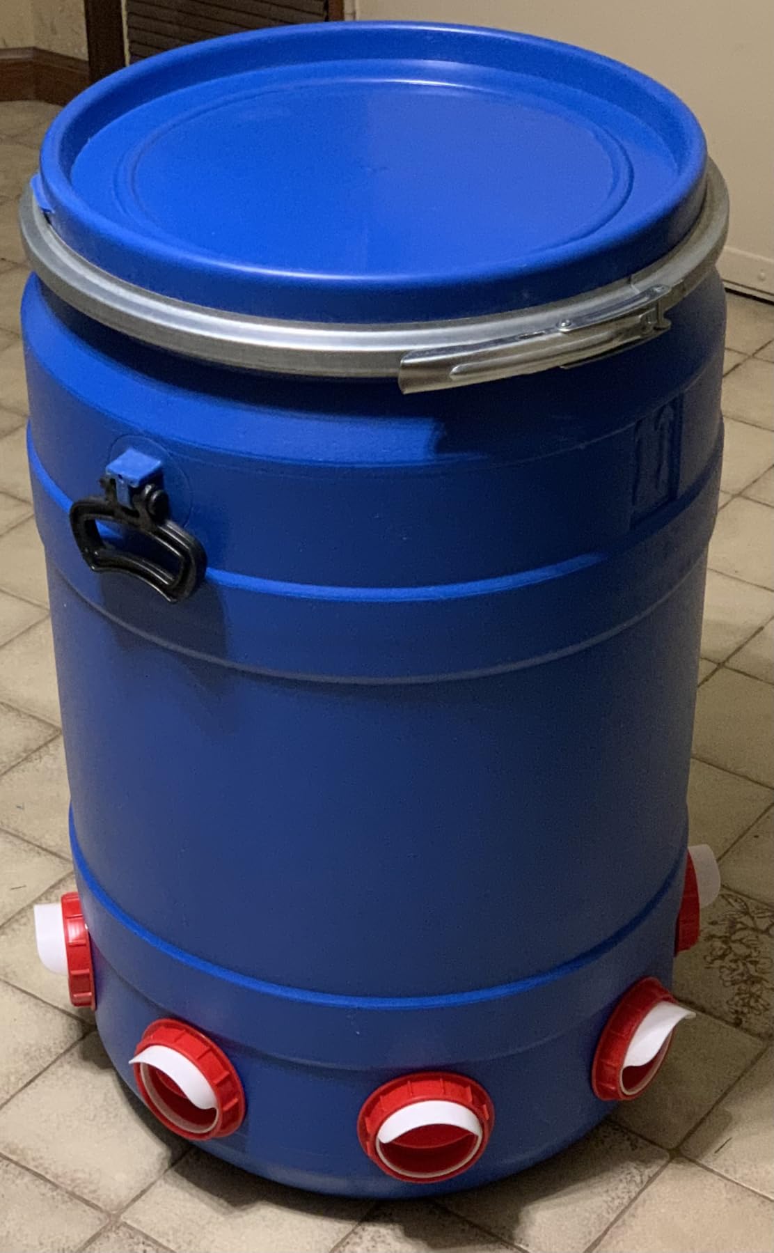 Chicken Feeders No Waste, DIY Automatic Poultry Feeder - 8 Ports Red | Buckets Barrels Bins Troughs-mountable Design for common Breeds of Chicken Flock with Hole Saw customer photo 2