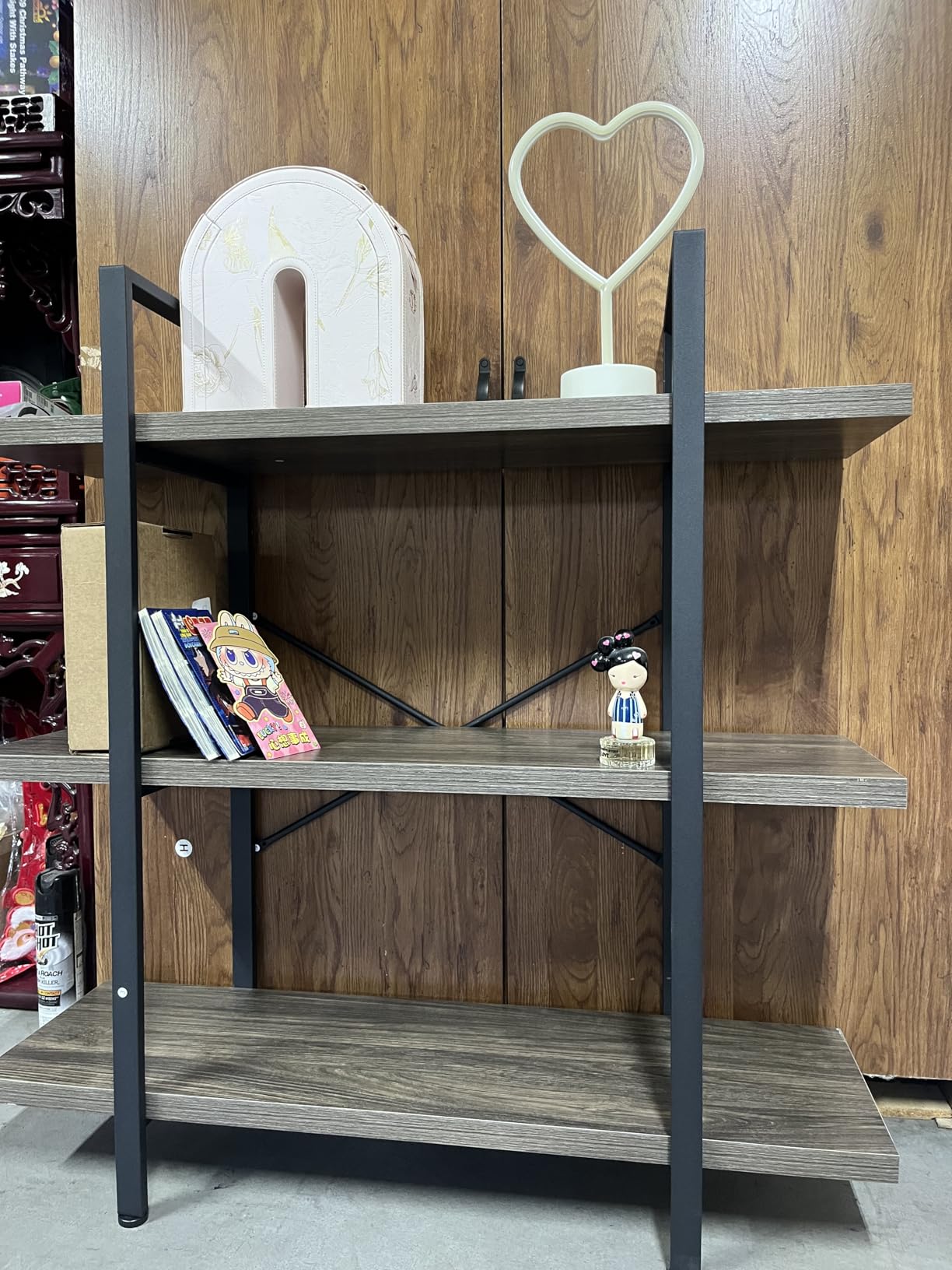 Heavy Duty 5 Tier Industrial Bookcase for Home Office, Rustic Brown | 47