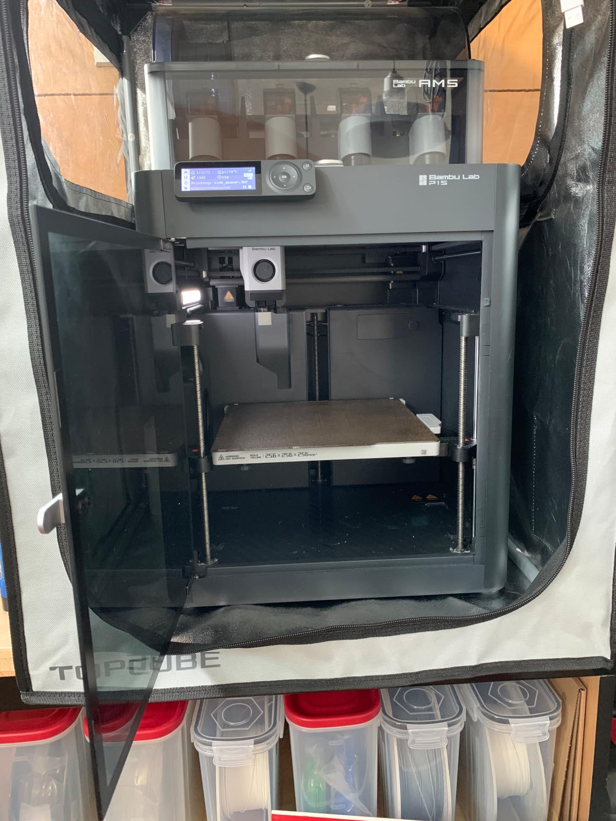TOPCUBE 3D Printer Enclosure for Bambu Lab A1 Combo AMS Lite Top Mounting, Stainless Steel Frame with LED Light, Fireproof Dustproof customer photo 2