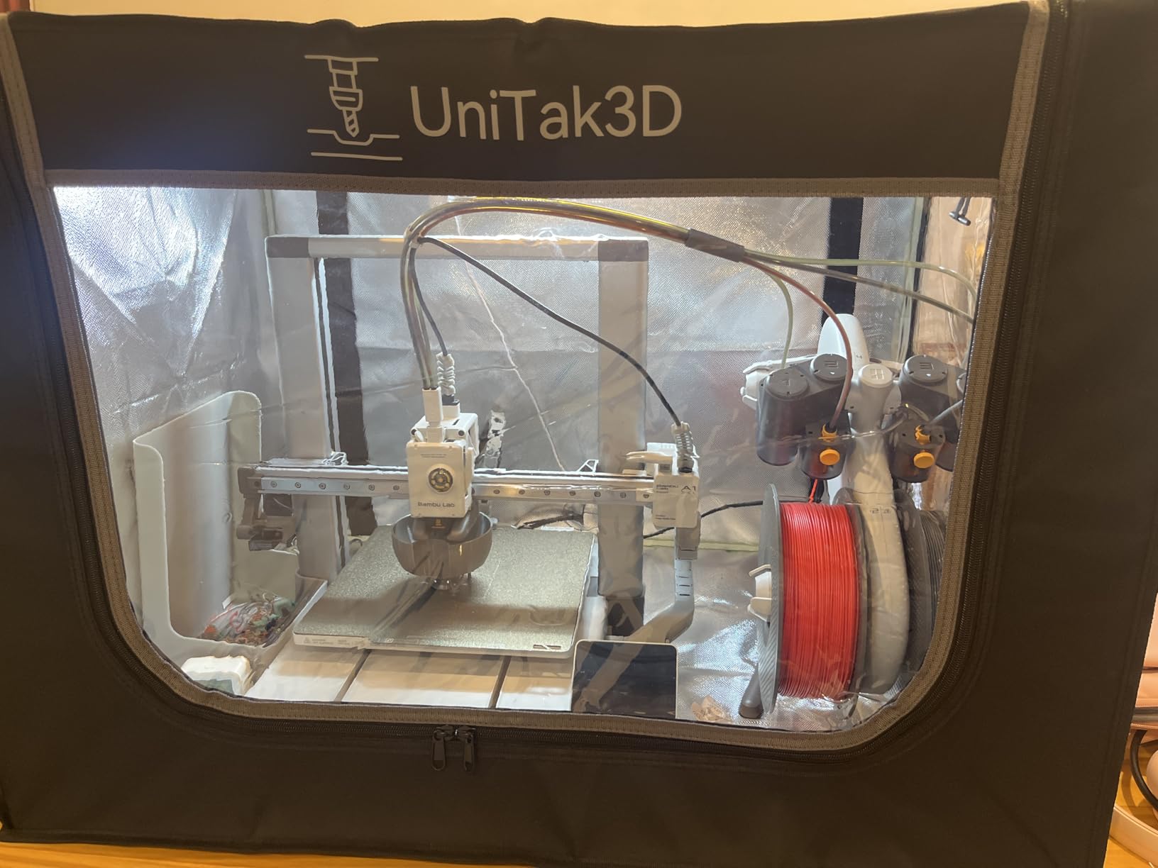 3D Printer Enclosure with Ventilation for Bambu Lab A1 Combo, Large Fireproof & Dustproof Noise Reduction Constant Temperature Cover with LED, 32.5x23x23in customer photo 1