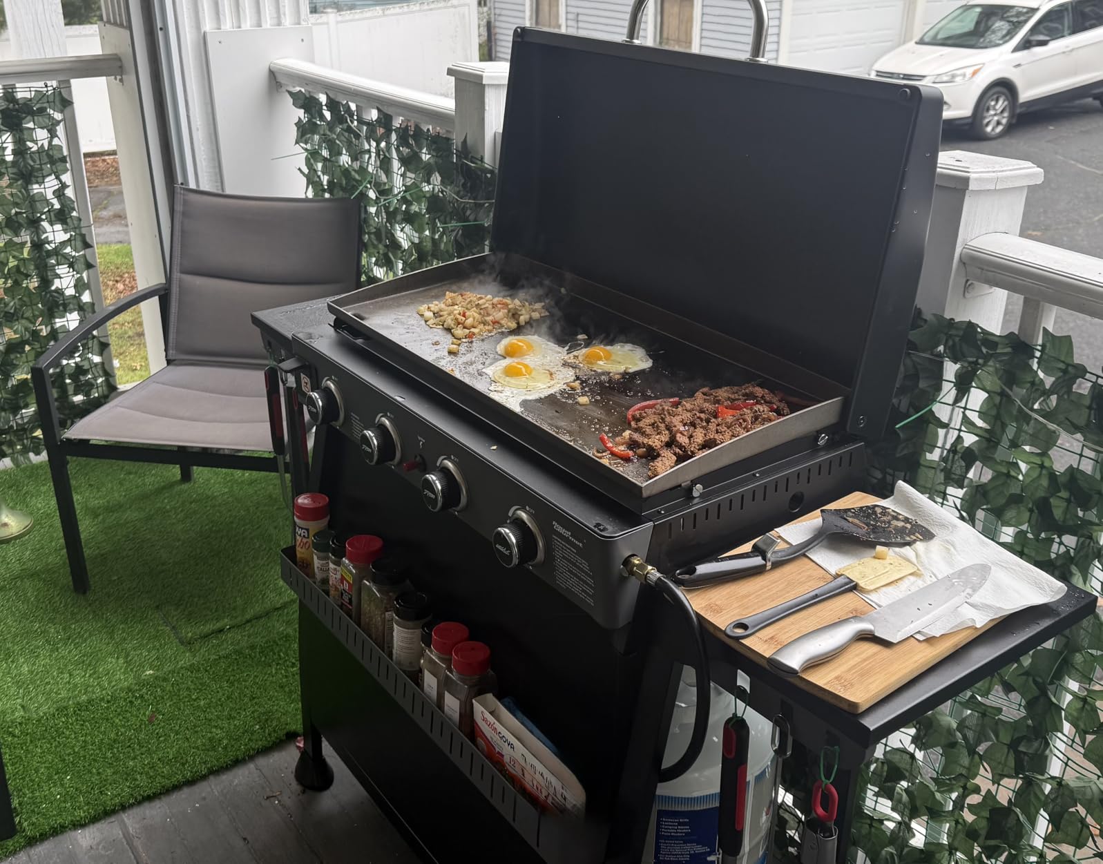 Royal Gourmet PD4001 4 Burner Propane Gas Griddle, Removable Standing Cart | Convertible to Tabletop Design, Black | Flat Top Grill with Hood for Camping, Tailgating, Backyard BBQ customer photo 1