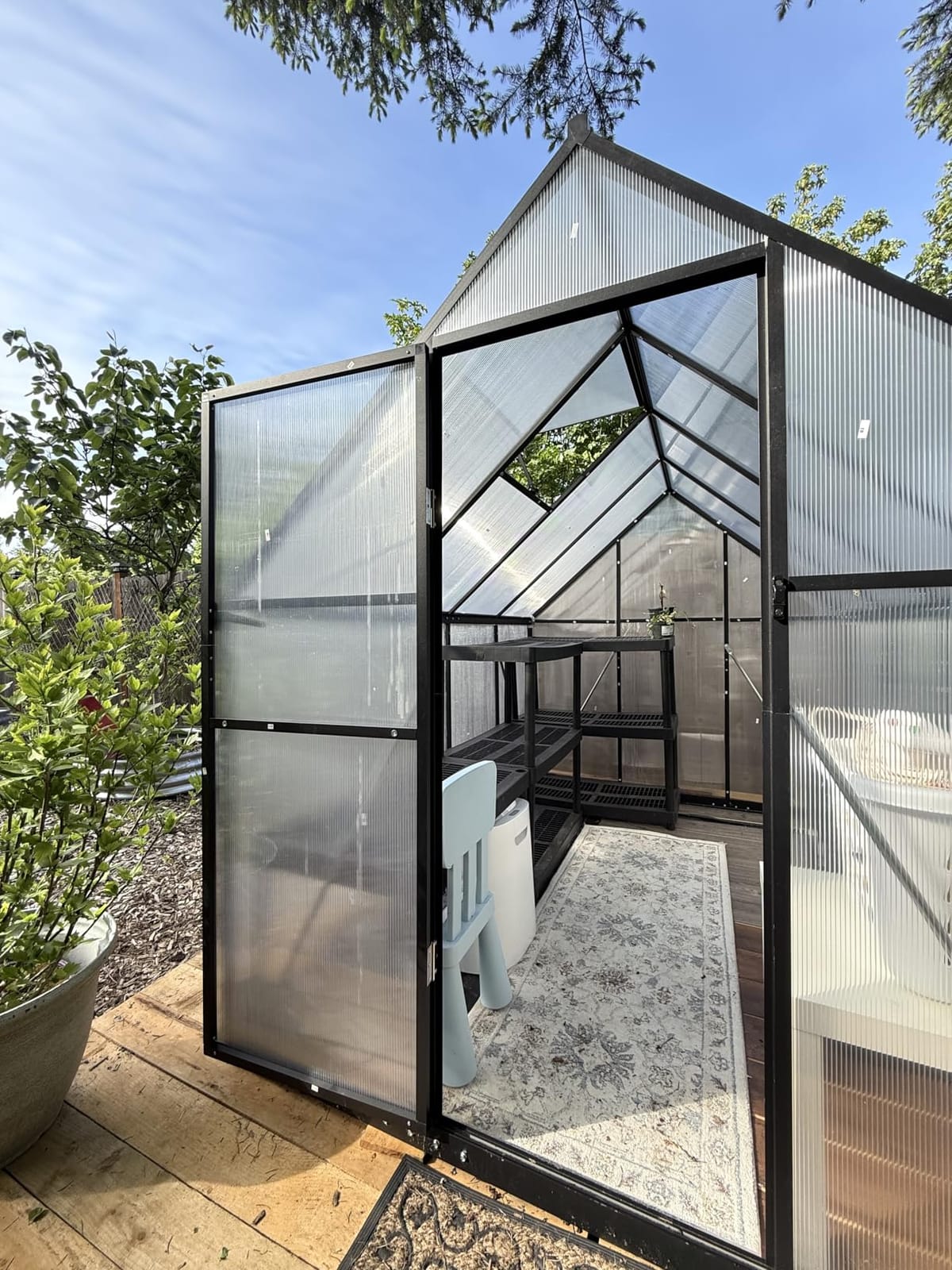 6x8 FT Greenhouse for Outdoors, Polycarbonate Greenhouse with Roof Vent, Enhanced Aluminum Large Walk-in Green House for Garden Backyard customer photo 1