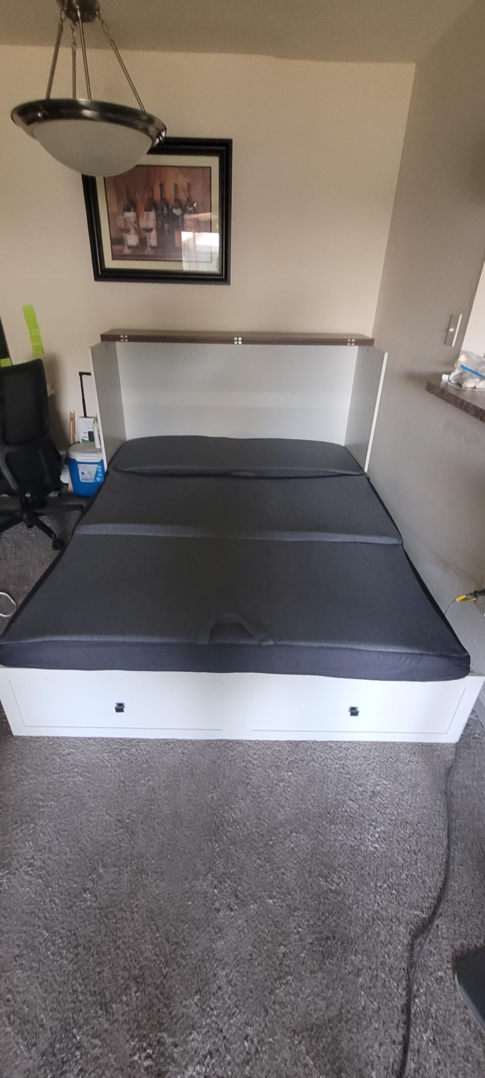 AMERLIFE Full Murphy Bed with Storage & Charging Station | Barnwood Wood Murphy Cabinet, Farmhouse Foldable Platform Bed, Large Drawer, Noisy Free, Guest Bedroom & Living Room customer photo 1