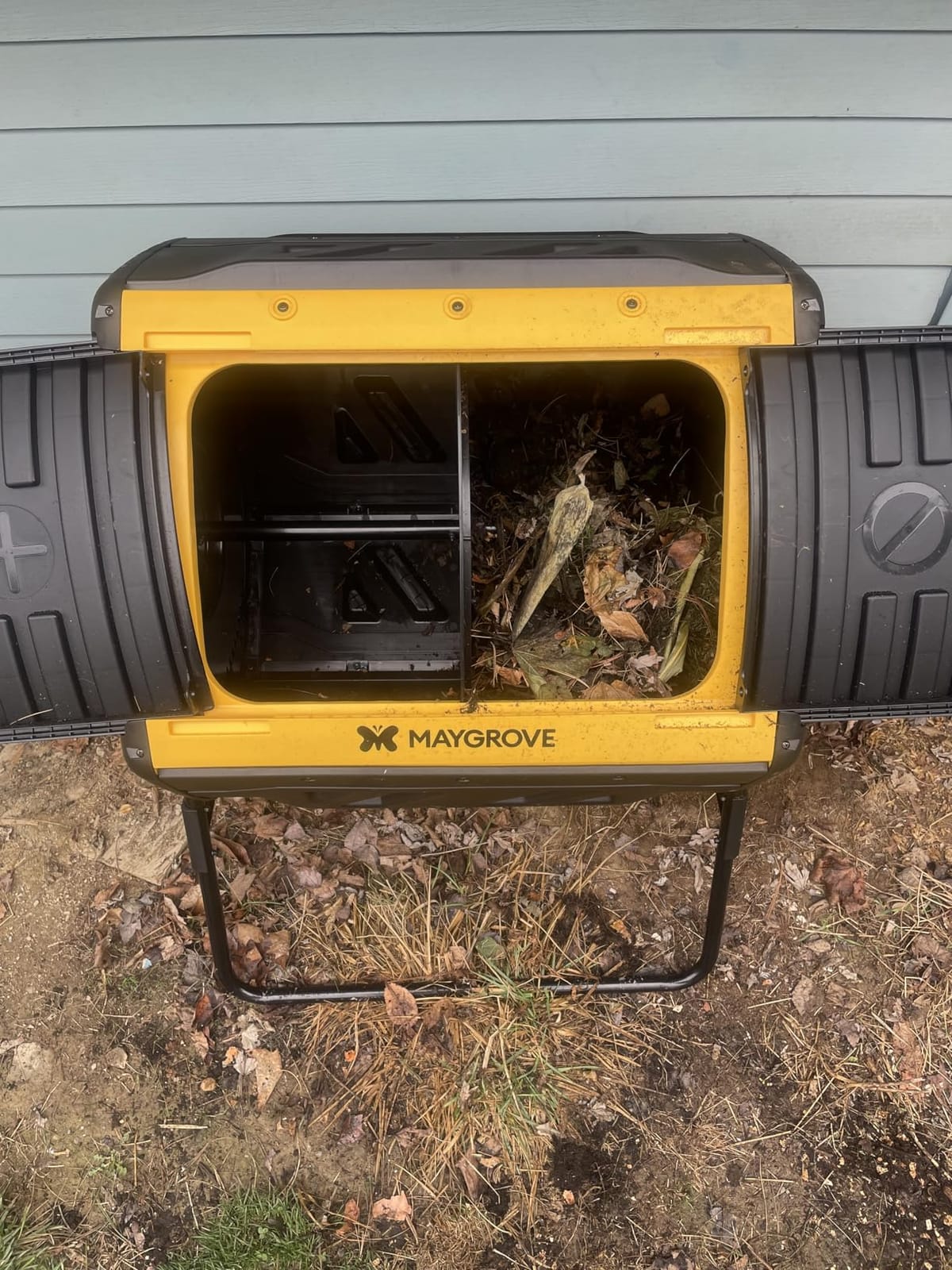 Maygrove Outdoor Compost Bin 53 Gallon, Dual Chamber Large Compost Tumbler for Garden Backyard, with 360° Rotating, Sliding Doors & Solid Steel Frame, Updated Instructions customer photo 2