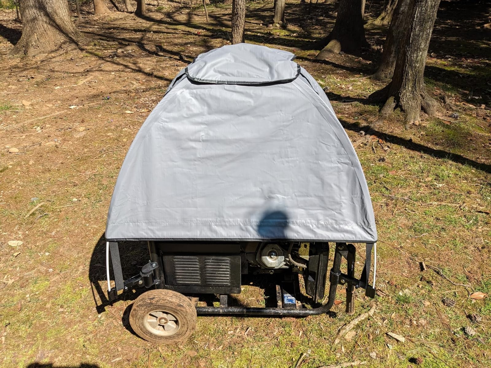 GenTent Universal Open Frame Generator Tent, Gray, Original - Standard | Waterproof, NFPA-Rated, Ripstop Vinyl Running Cover, for Open Frame Generators with Post Perimeters up to 105 inches customer photo 2