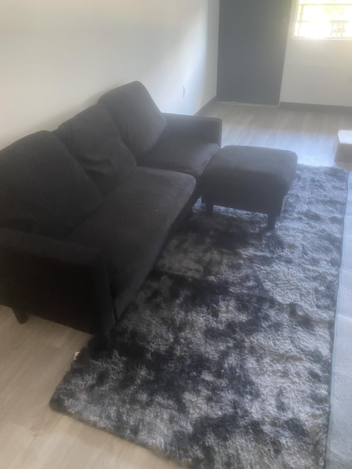 Shintenchi L Shaped Sectional Sofa Couch,Convertible Modular Sofas with Movable Ottoman,3-Seat Upholstered Corduroy Couch,Small Couches for Living Room,Apartment,Office(Black) customer photo 2