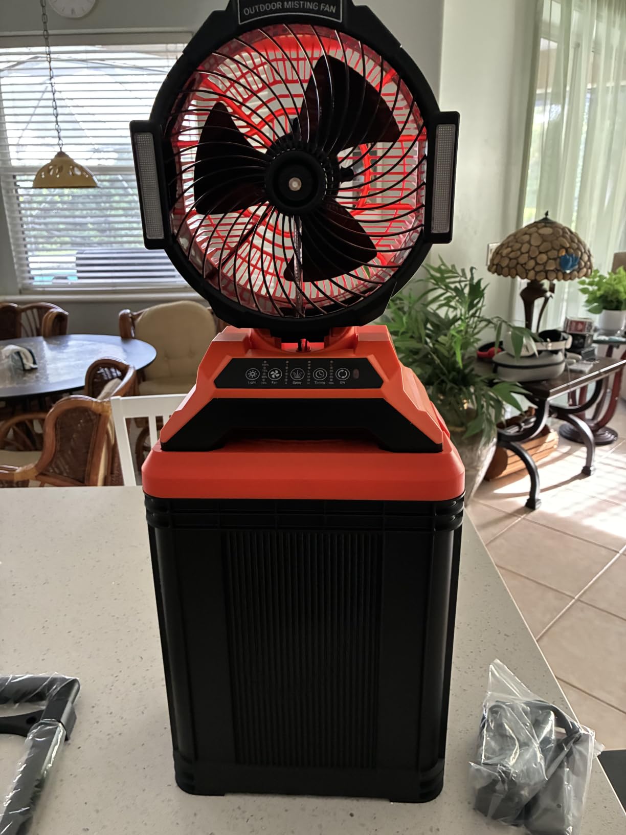 40000mAh Portable Misting Fan, 62H Max Runtime Rechargeable Mister Fan with 15L Bucket, Retractable Handle, Wide-Angle Oscillating Mist Fan for Outside Patios Golf Sports Camping Essentials customer photo 2