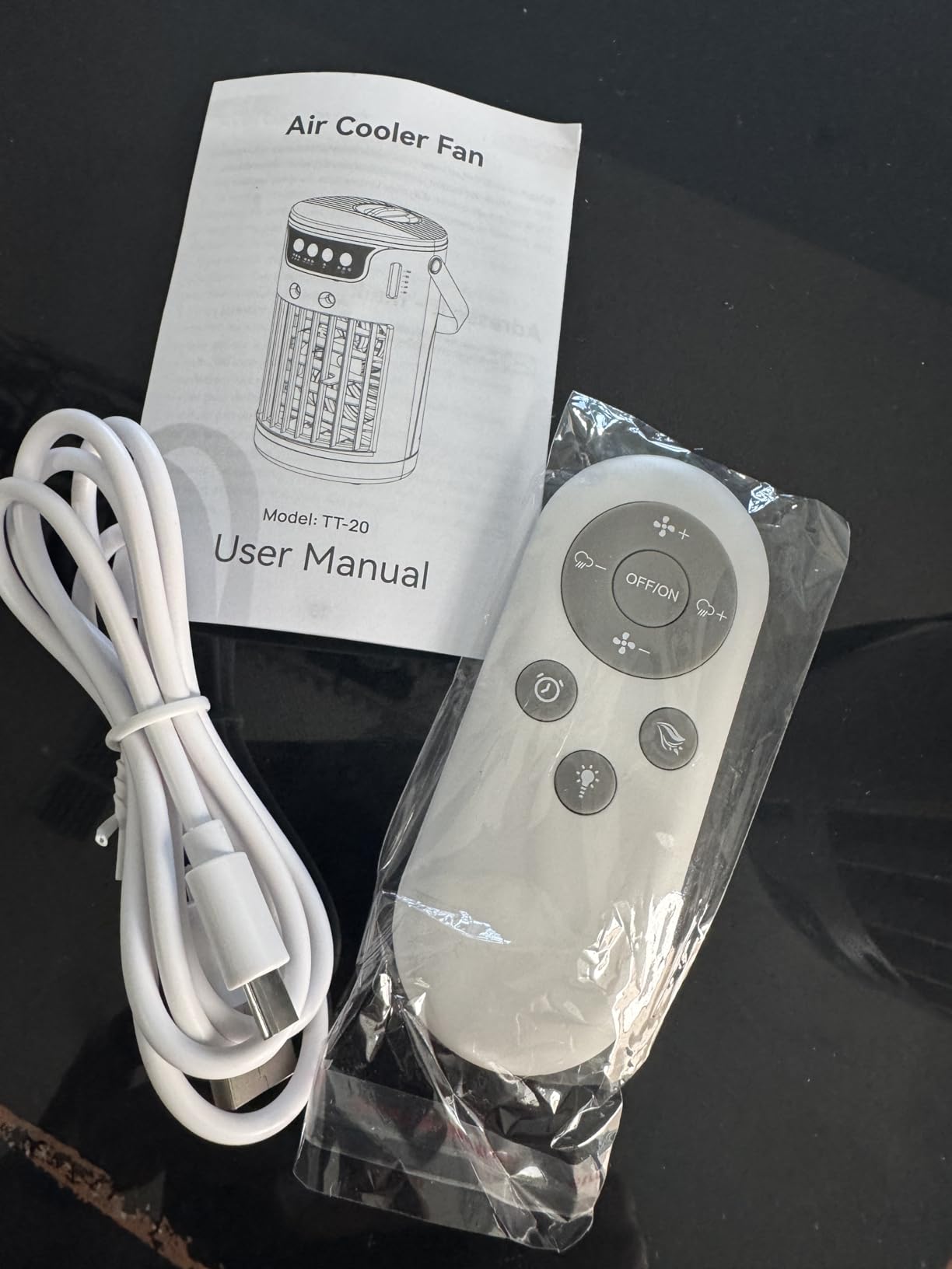 Portable Air Conditioners, AC Fan Mini Evaporative Air Cooler 1200ML with Ice Cooling Mist Personal Air Conditioner Quiet for Bedroom, Home Office Desk (white) customer photo 1