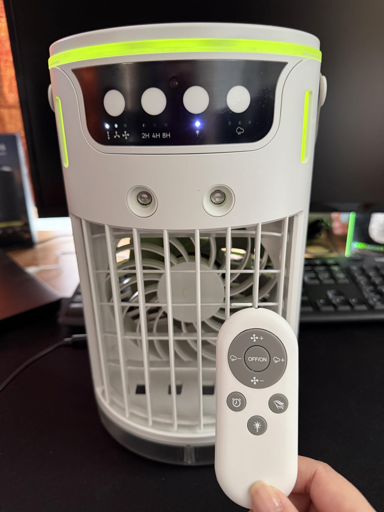Portable Air Conditioners, Personal Evaporative Air Cooler 1200ML with Ice Cooling Mist Fans That Blow Cold Air Like AC Mini AC Unit for Bedroom, Home Office Desk and Car RV (Ivory White) customer photo 1