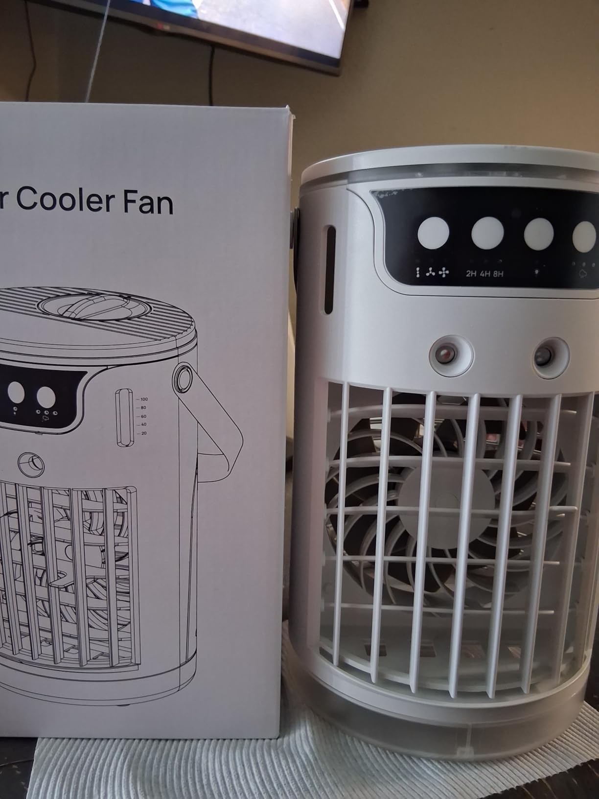 Portable Air Conditioners, Personal Evaporative Air Cooler 1200ML with Ice Cooling Mist Fans That Blow Cold Air Like AC Mini AC Unit for Bedroom, Home Office Desk and Car RV (Ivory White) customer photo 2