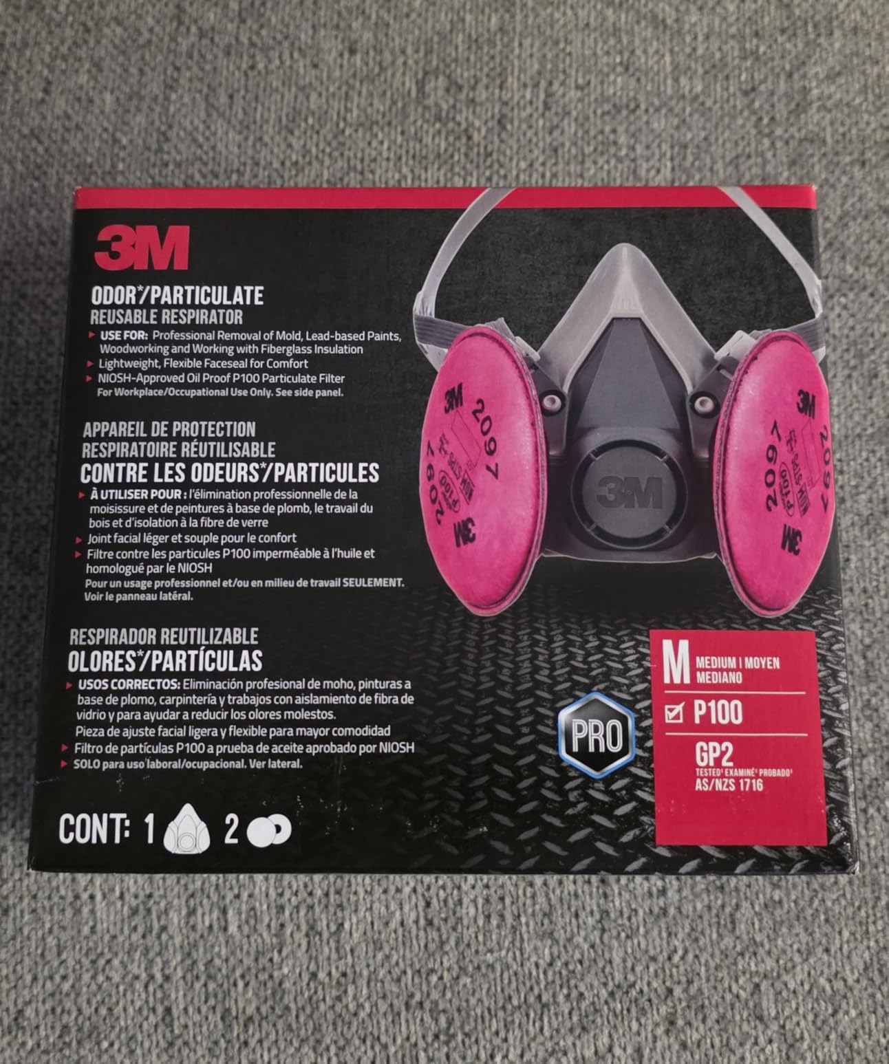 3M P100 Performance Mold & Lead Paint Removal Respirator, Medium Size, NIOSH-APPROVED P100 Rated Filter, Carbon Layer Helps Reduce Odor Nuisance, Lightweight, Adjustable Head Straps (6297P1-DC) customer photo 1