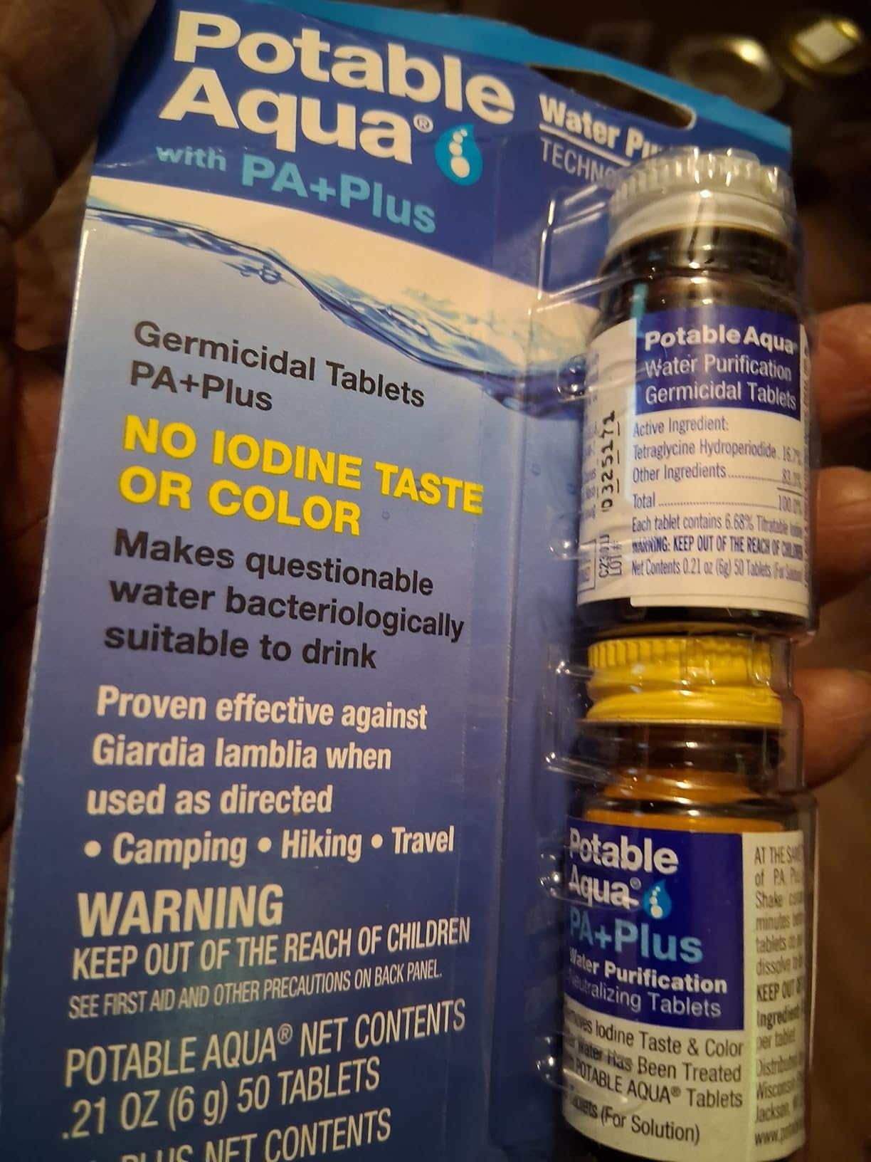 Potable Aqua Water Purification Tablets With PA Plus - Two 50 count Bottles customer photo 1