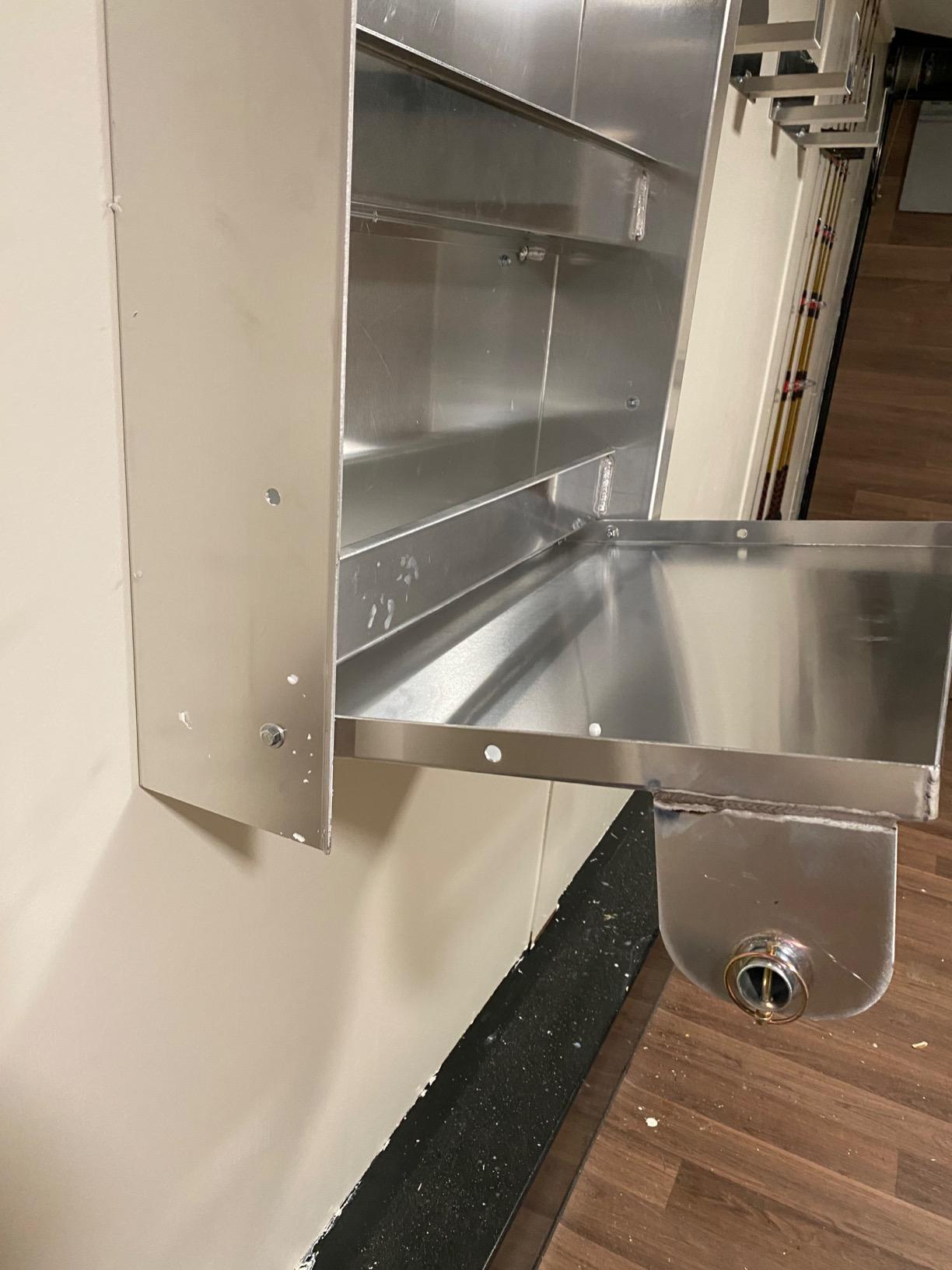 Pit Posse 445 Trailer Door Cabinet Organizer Senior Work Station Storage - Made in USA - Flip Out Work Tray Spring Loaded Paper Towel Tensioner Aluminum Garage Bike Shop 25 x 6 x 30 (Silver) customer photo 1
