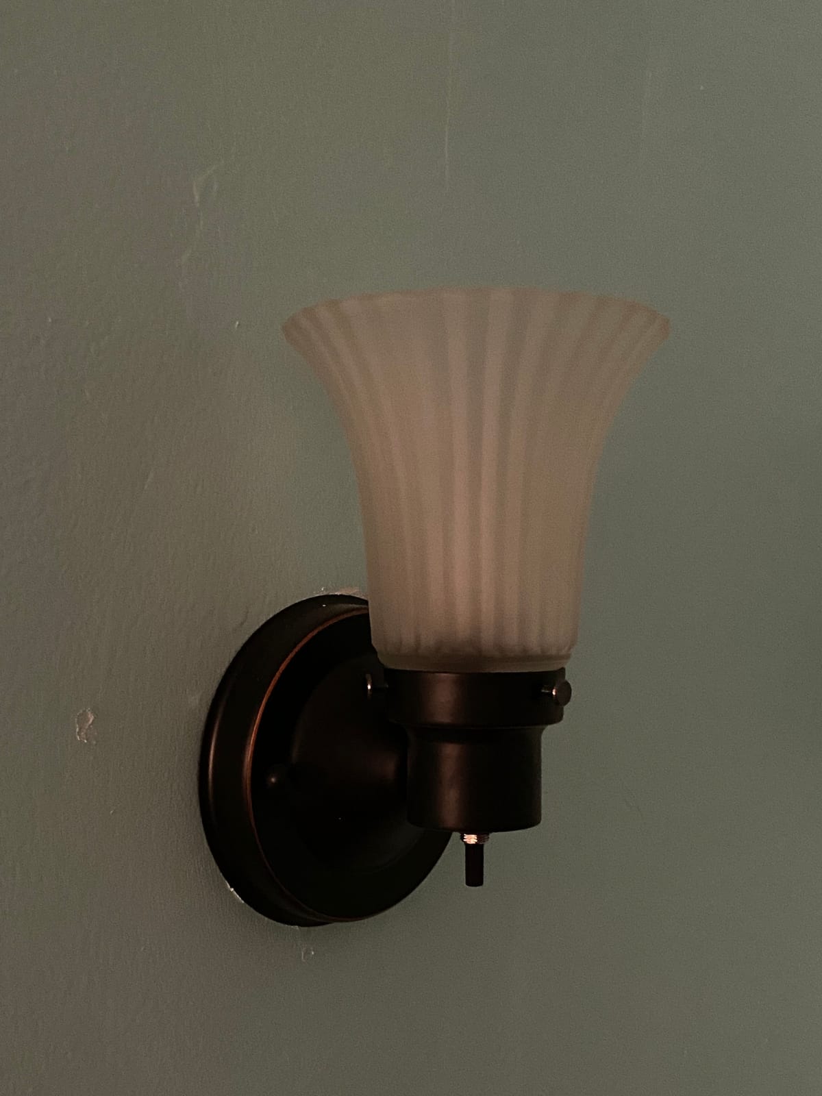 Design House Village Traditional 1-Light Indoor Dimmable Wall Sconce, Frosted Flute Glass, Twist On/Off Switch, Bathroom Bedroom Hallway, Oil-Rubbed Bronze, 8.25 in H x 5.1 in W, Uses 60W Bulb, 505115 customer photo 2
