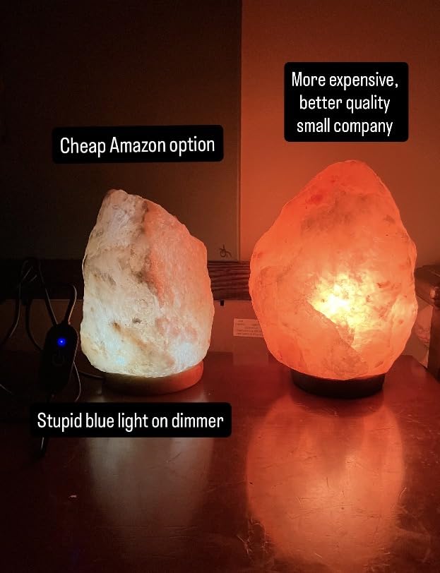 WBM LLC Himalayan Glow Natural Pink Salt Lamp, Crystal Salt Lamp Night Light with (ETL Certified) Brightness Control Dimmer Switch, Wooden Base & Salt Lamps Bulb | 6-8 LBS customer photo 1