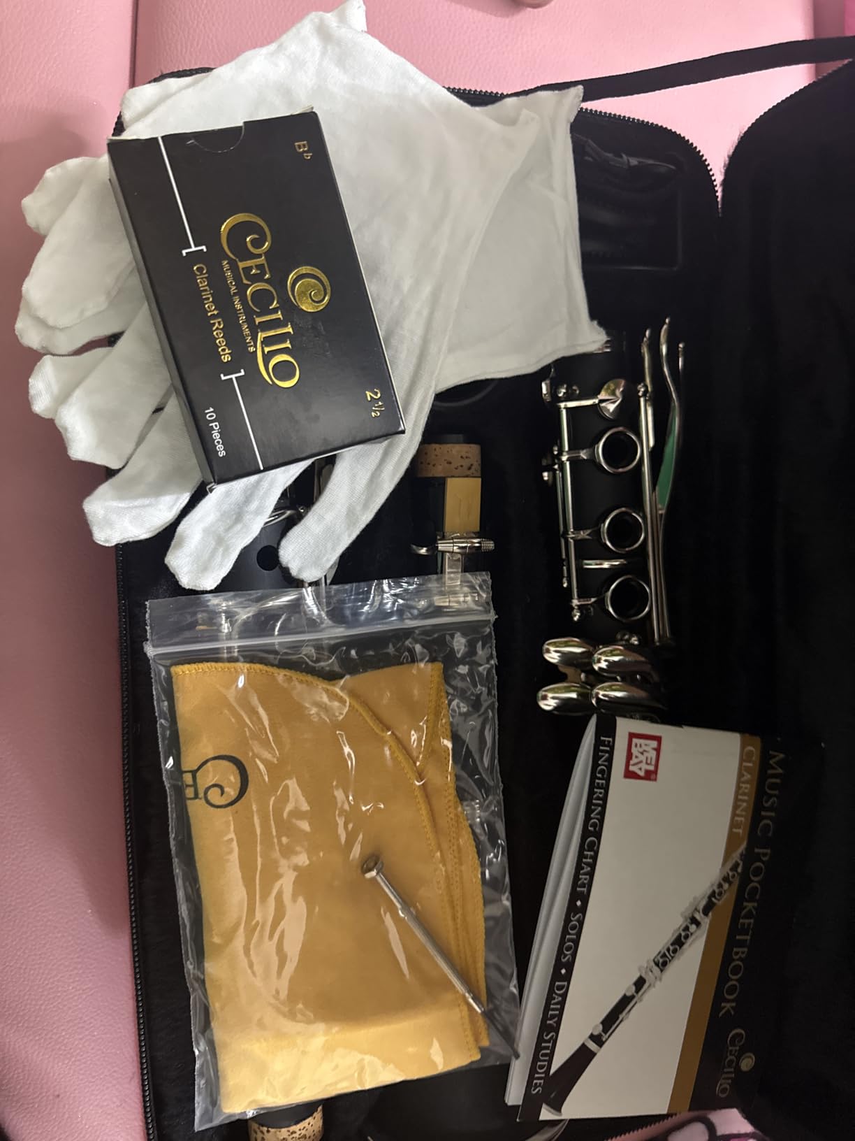 Mendini by Cecilio Ebonite Bb Clarinet Kit for Beginner - Black | B Flat Clarinet Kit with 10 Reeds, Mouthpiece, Cork Grease, Hard Case, Stand, Pocketbook, Cleaning Cloth, Gloves customer photo 1