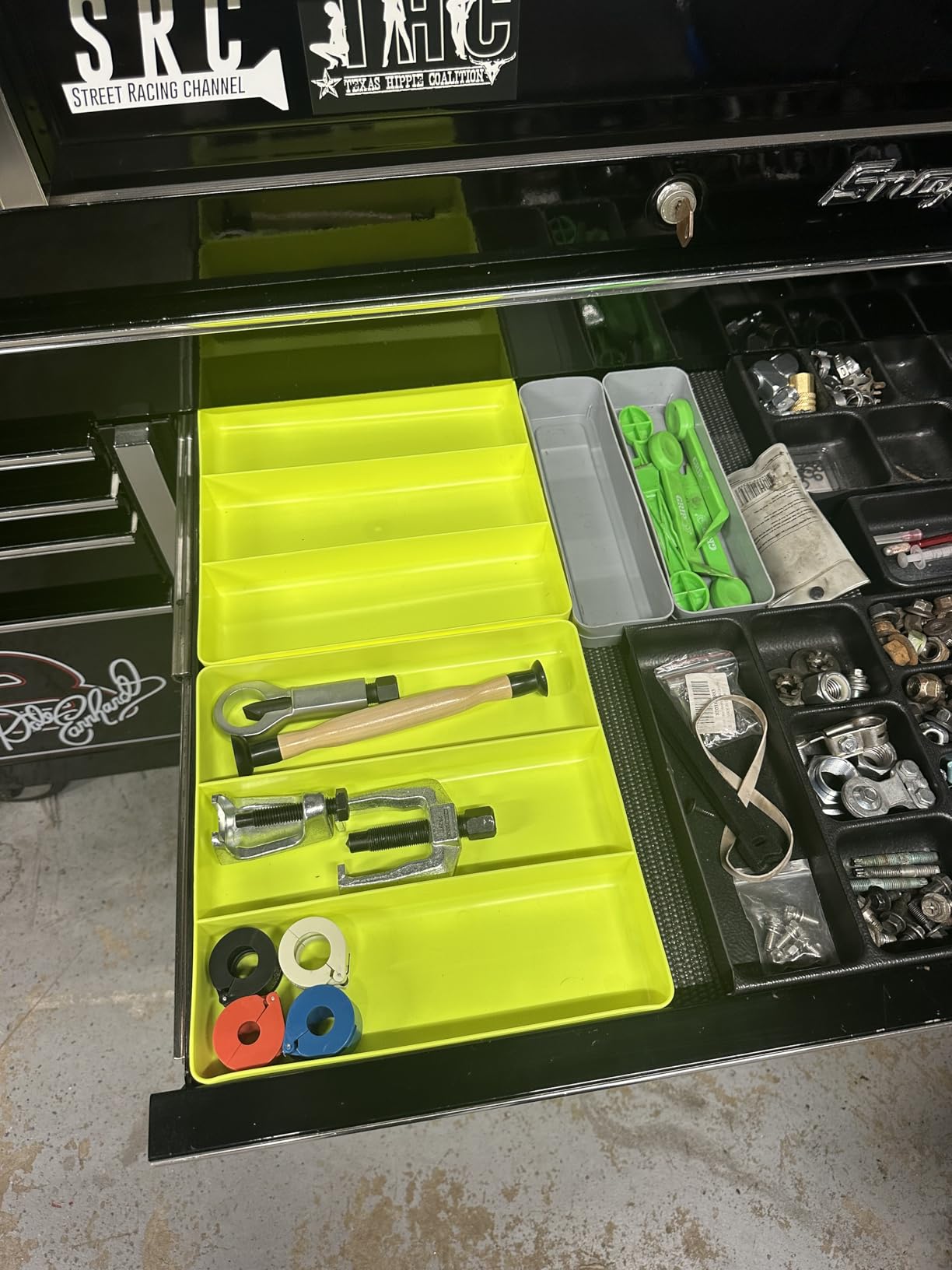 Ernst MFG 10 Compartment Drawer Organizer: Heavy Duty Stackable Tray for Automotive Tool Organization -Low Profile Toolbox - Nuts and Bolts, Tools, Parts, Easy to Clean - Black - Made in the USA customer photo 1