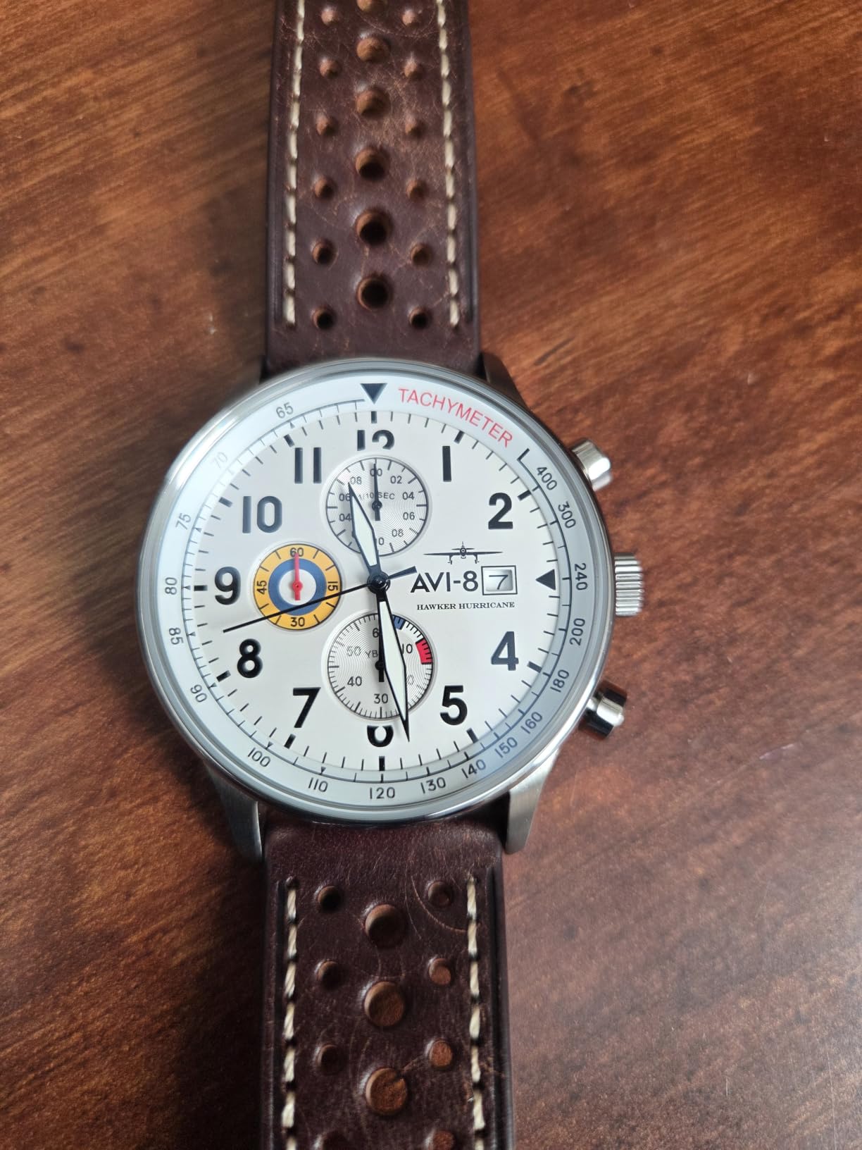 AVI-8 Hawker Hurricane Men's Pilot Watch – Classic Chronograph, Japanese Quartz Movement, Stainless Steel Case, Leather Strap, AV-4011 customer photo 1