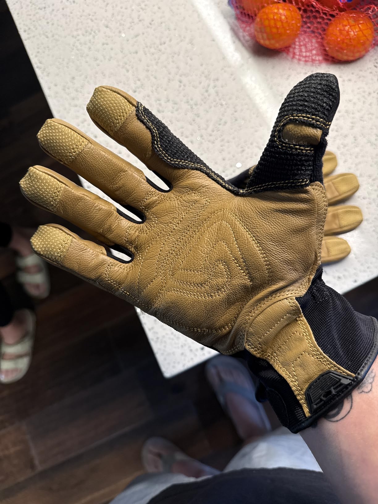 Ironclad Ranchworx Work Gloves RWG2, Premier Leather Work Glove, Performance Fit, Durable, Machine Washable, (1 Pair), RWG2-04-L,Brown/Black customer photo 1
