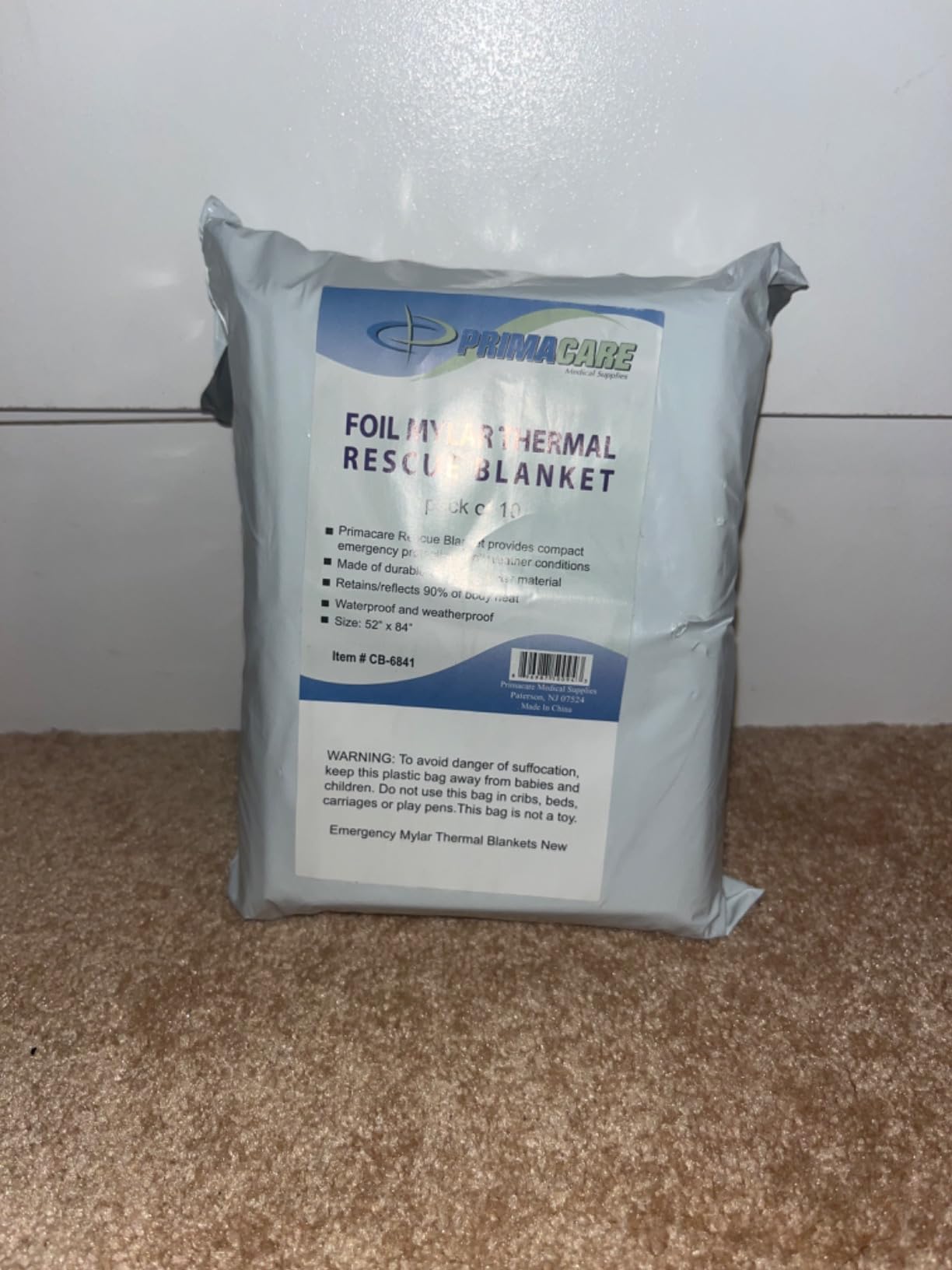 Primacare HB-10 Emergency Mylar Thermal Blankets – 10 Pack, 84