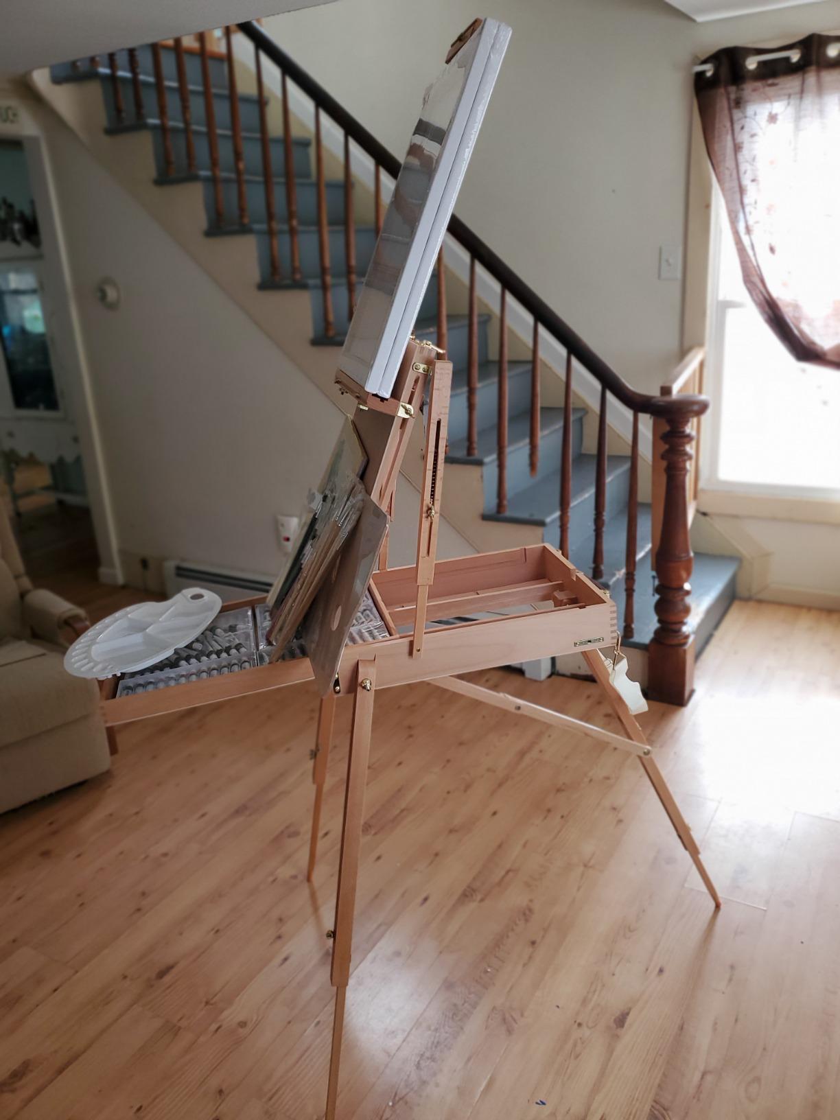 U.S. Art Supply Large Beechwood French Easel, Adjustable Plein Air Easels customer photo 2