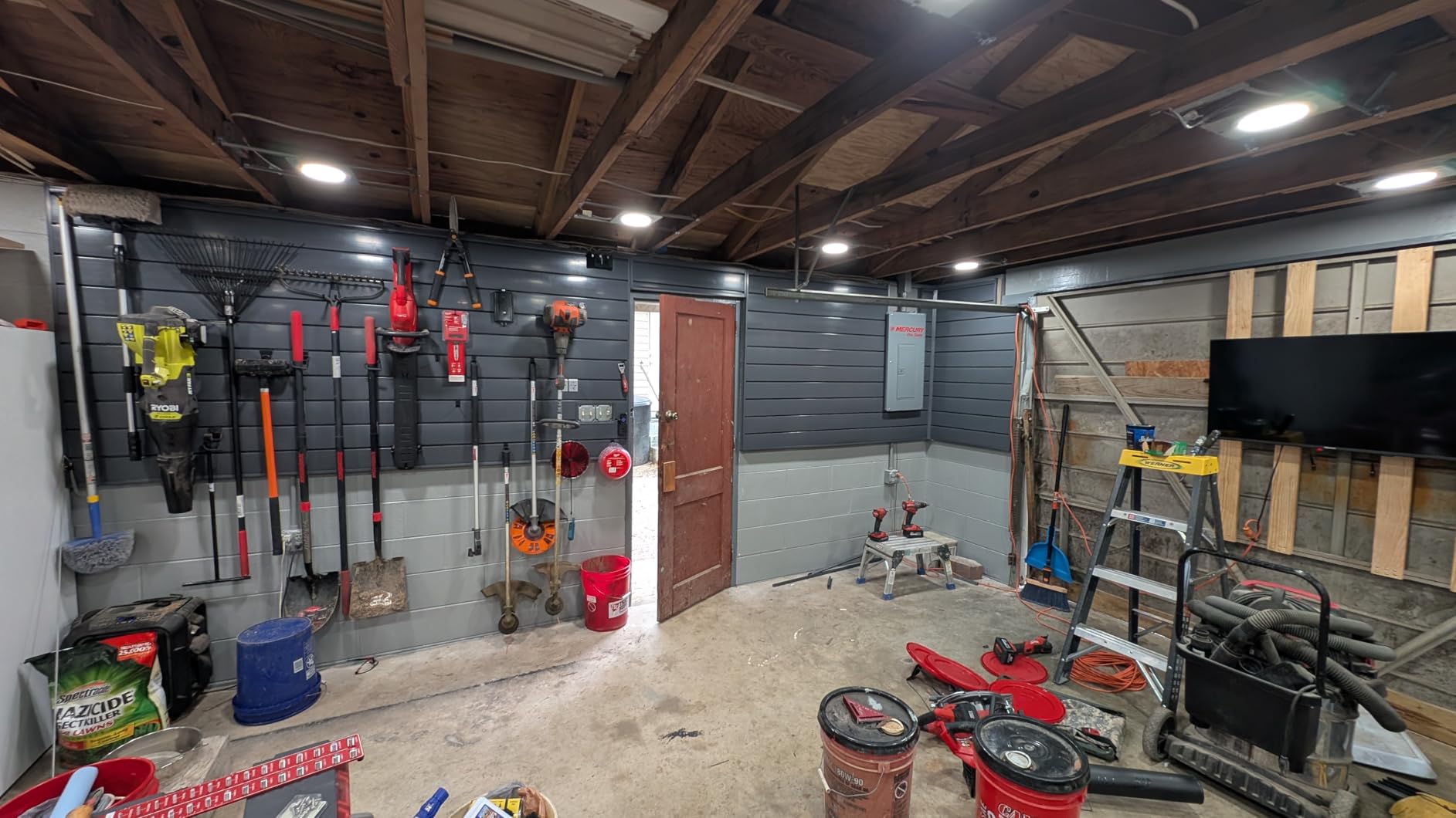 Proslat 88107 Heavy Duty PVC Slatwall Garage Organizer, 8-Feet by 4-Feet Section, 10 Panels, Light Grey customer photo 2