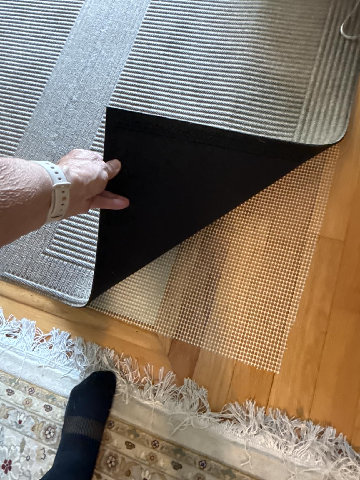 GORILLA GRIP® Slip Resistant Rug Pads for Hardwood Floor, 2x8 Cream customer photo 1