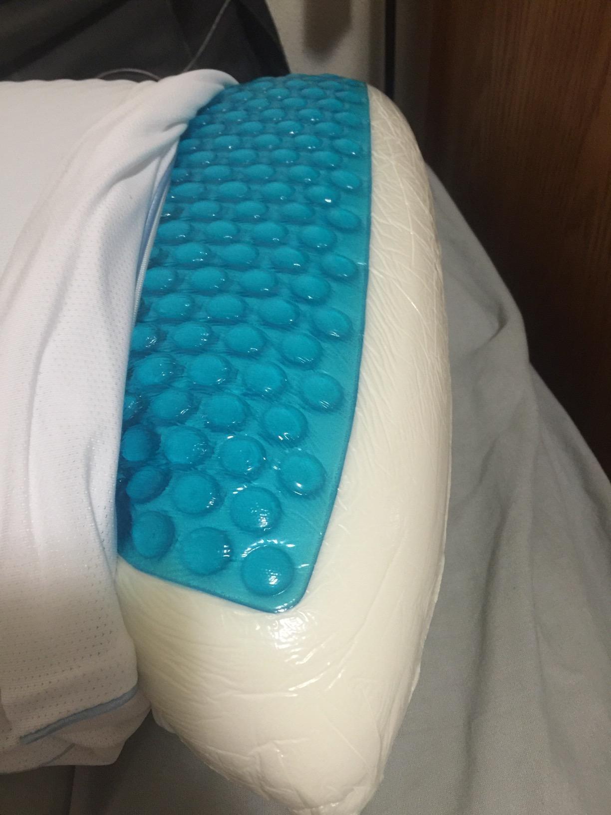 Cool Gel Cooling Pillow for Side Sleepers, Standard Size Memory Foam Pillow for Neck Pain Relief, Medium Firm Ergonomic Contour, Bed Pillows for Sleeping, Back Sleeper Neck and Shoulder Support customer photo 1