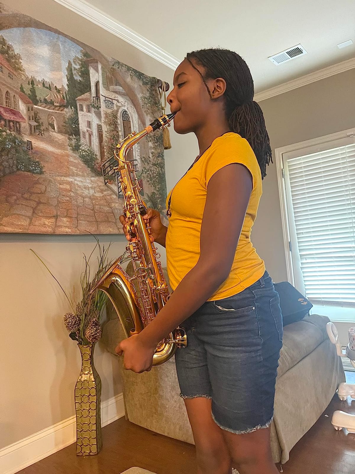Glory Gold Laquer E Flat Alto Saxophone with 11reeds,8 Pads cushions,case,carekit customer photo 1