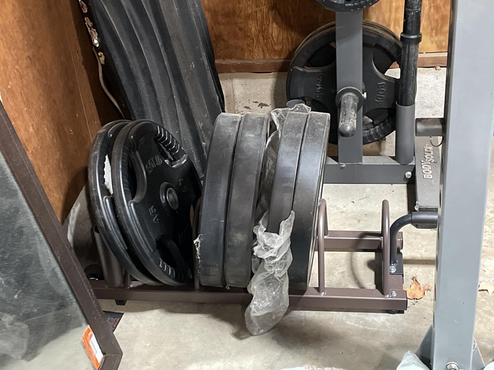 Steelbody Horizontal Plate and Olympic Bar Rack Organizer with Steel Frame and Transport Wheels STB-0130 customer photo 1