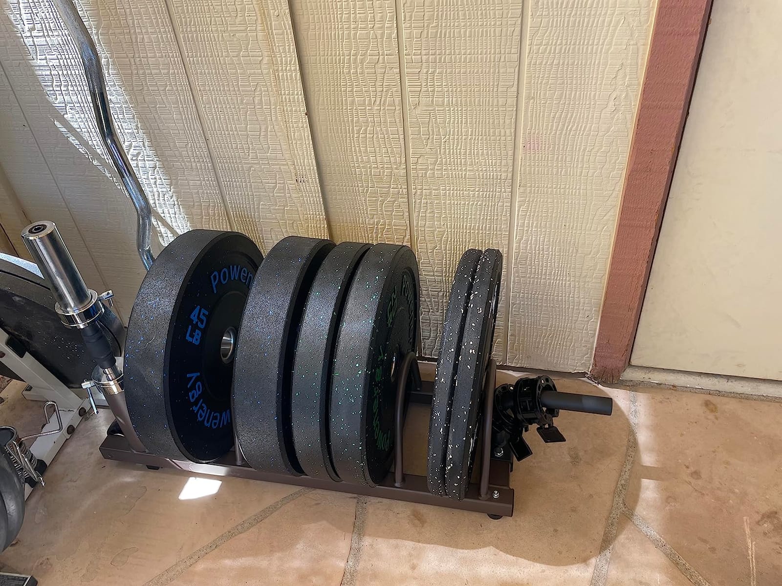 Steelbody Horizontal Plate and Olympic Bar Rack Organizer with Steel Frame and Transport Wheels STB-0130 customer photo 2