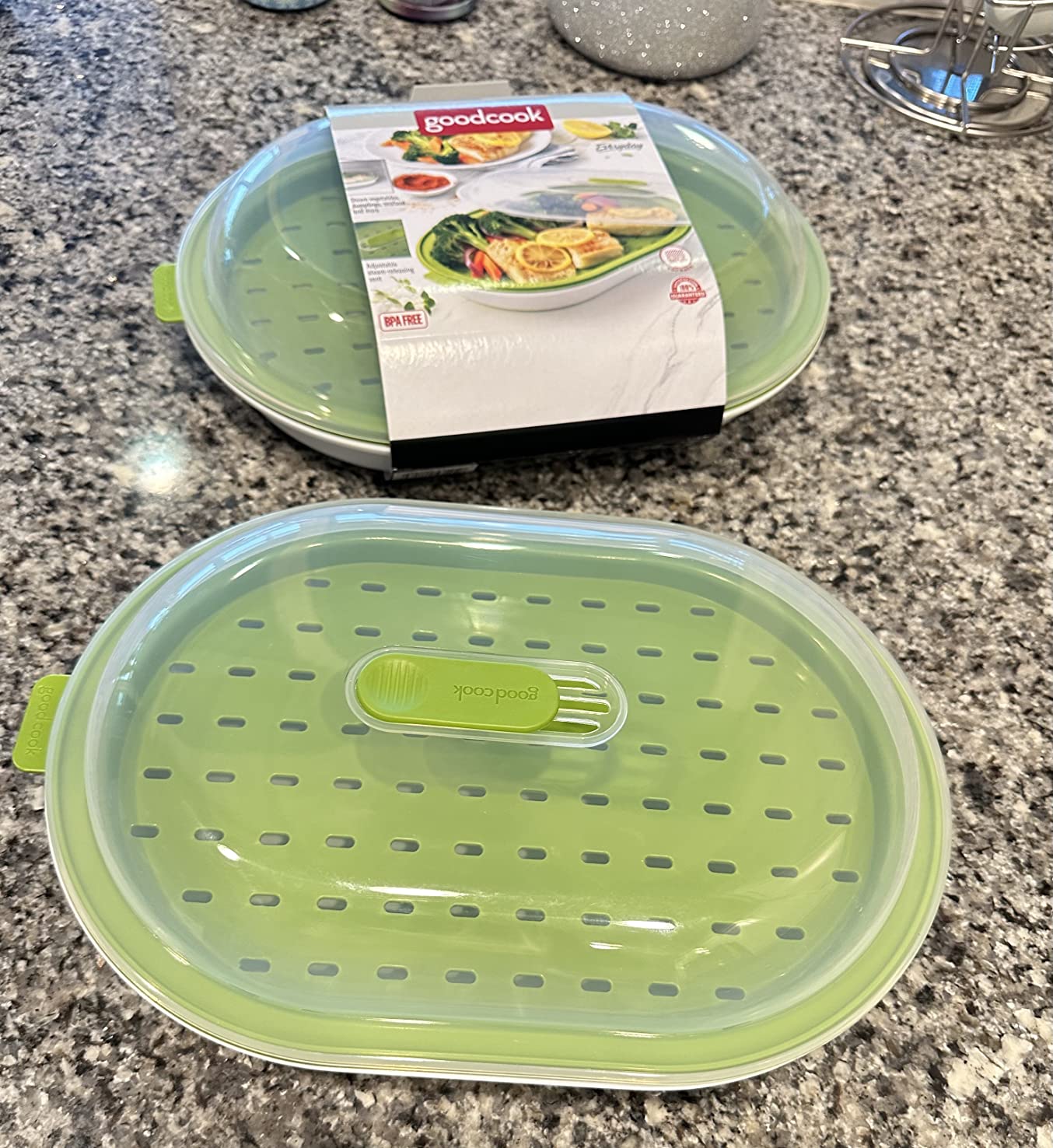 GoodCook Everyday Microwave Food Steamer – Vegetable & Fish Cooker, Preserves Vitamins & Nutrients, Quick Dinner & Meals, Adjustable Steam Release Vent customer photo 1