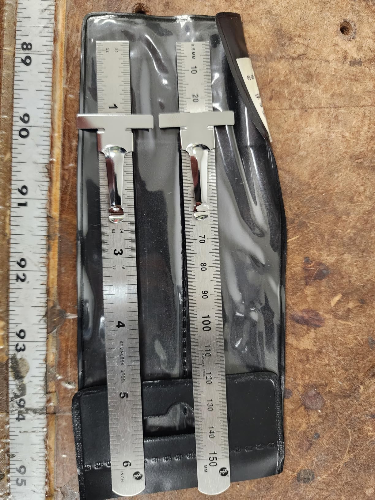 SE Stainless Steel SAE Metric Ruler Set - Stainless Steel Precision Ruler Measuring Tool - Detachable Clips - Set of 2 Pcs - 925PSR-2 customer photo 2