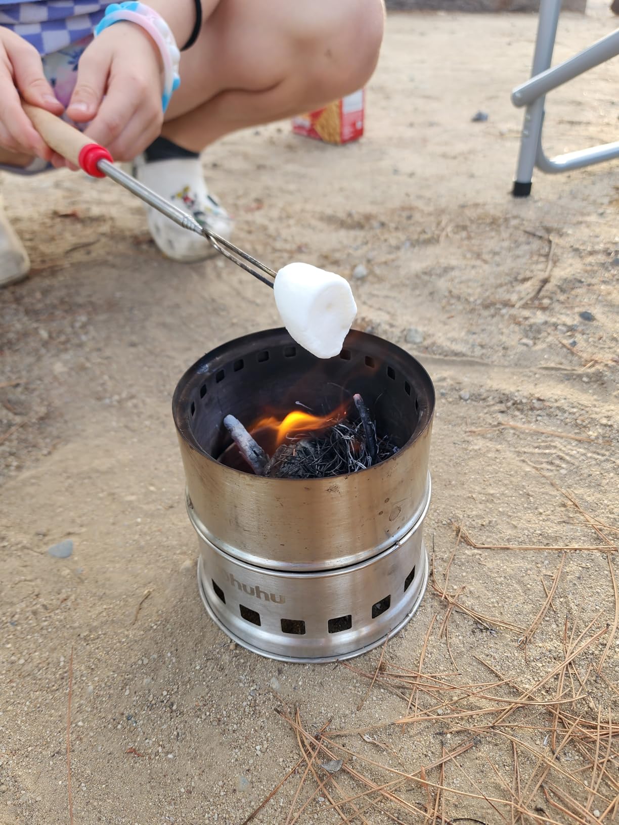 Camping Stove, Ohuhu Camp Stove Wood Burning Stove Stainless Steel Stoves Mini Portable Stove for Camping Picnic BBQ Backpacking Hiking Survival Emergency Cooking Outdoor with Grill Grid Carry Bag customer photo 2